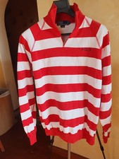 Polo Ralph Lauren Striped Rugby Sweatshirt Vintage Red White 1/4 Zip sz L