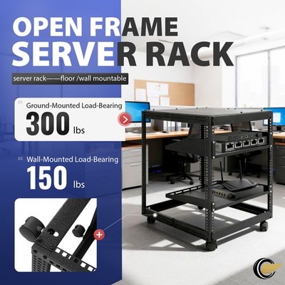 New 12U 4 Post Open Frame Server Rack Network Enclosure 23''-40'' Adjustable