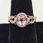 Vintage Chuck Clemency Sterling Silver Pink Gemstone Diamond Ring Size 8 - 4.0g