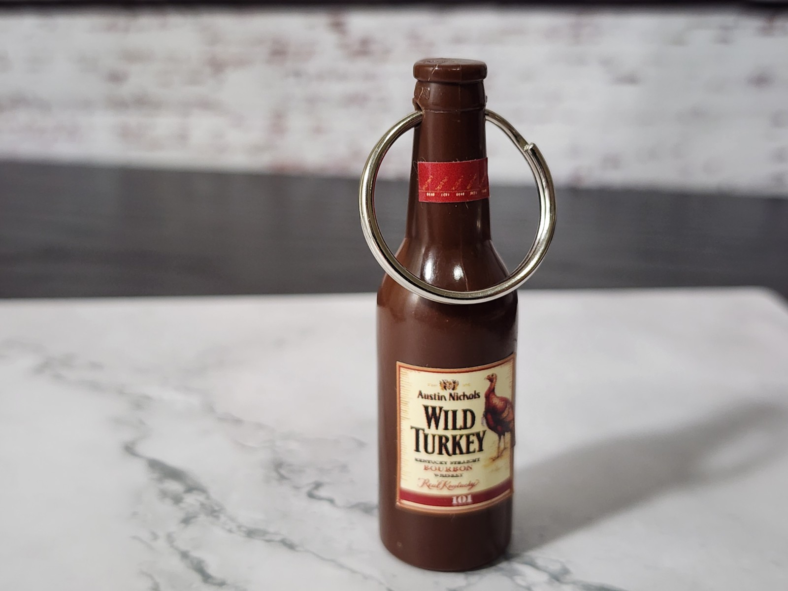 Vintage Wild Turkey 101 Bottle Keychain Mini Promo Opener Austin Nichols Barware