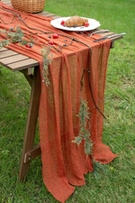 Fall Thanksgiving Table Runner Terracotta Decorations 120 Inch 10 FT Rustic Burn