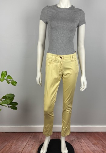 Próxima Talla 10 Pantalones Chinos Regulares Piernas Ajustadas Bolsillos Cinturón Lazos Amarillo Algodón NUEVO - Imagen 8 de 13