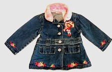 Vintage Strawberry Shortcake Denim Jacket 1 w/ Faux Fur Collar Girls Size 12mo.
