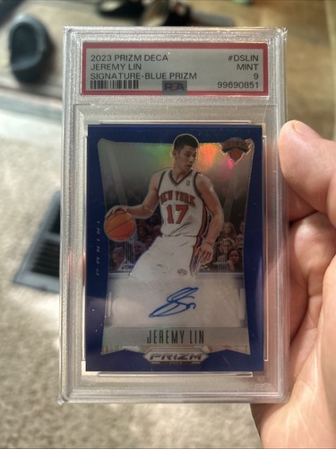 2023 Panini Prizm Deca Jeremy Lin Signature-blue Prizm /35 PSA 9 MINT