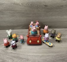 Peppa Pig Family Friends Figure Lot of 12 with Car Suzy Sheep Pony Zebra Cat Toy