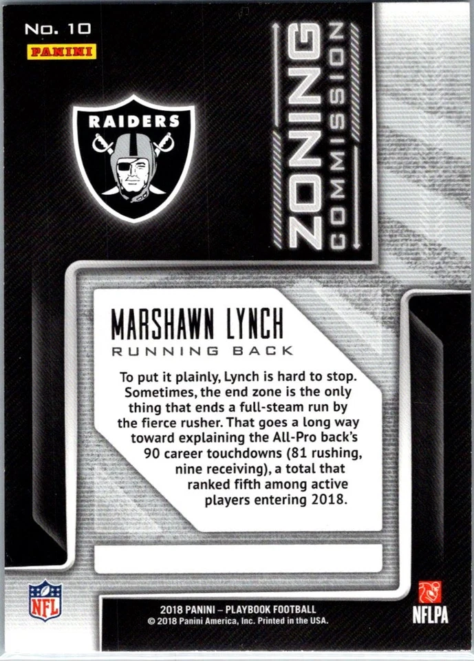 2018 Panini Playbook #10 Marshawn Lynch Zoning Commission - Image 2 of 2