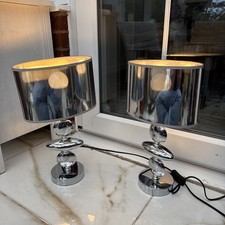 Pair Of Silver metal pebbles Table Lamps lamp- 42cm Tall X Base 12cm