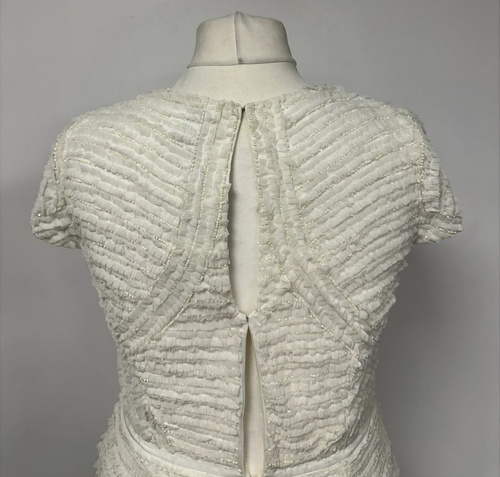 Savannah Miller Nine Designer Ivory Wedding Dress Formal 1930's Art Deco UK 16 - Picture 7 of 24