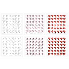 6 Sheet Heart Gem Stickers 8mm, Self Adhesive Rhinestones Jewel Sticker 3 Color