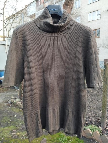 Women Betty Barclay Turtleneck Khaki Silk L