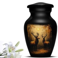 Urns for Human Ashes - Deer Keepsake Mini Cremation Urn 3 Inch with Velvet Gi...