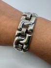 Vintage Massive Heavy TAXCO TJ-24 Mexico Sterling Abstract Bracelet 53g 6.5in Wi — photo 1