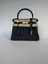 HERMES Kelly Retourne 28 Blue Nuit Togo Leath...