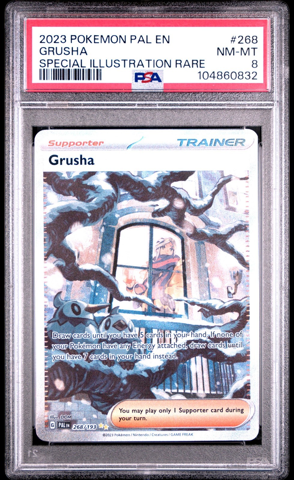 2023 POKEMON PAL EN-PALDEA EVOLVED #268 GRUSHA SPECIAL ILLUSTRATION RARE PSA 8