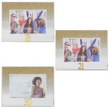 Glass 5"x3.5" Photo Frame with Glitter and Mirror Numbers - Choose Design