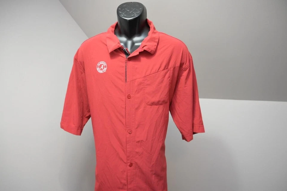 Nike Dri Fit Button Up Shirt Alabama Crimson Tide Red Short Sleeve Mens Size XL - Image 3 of 4