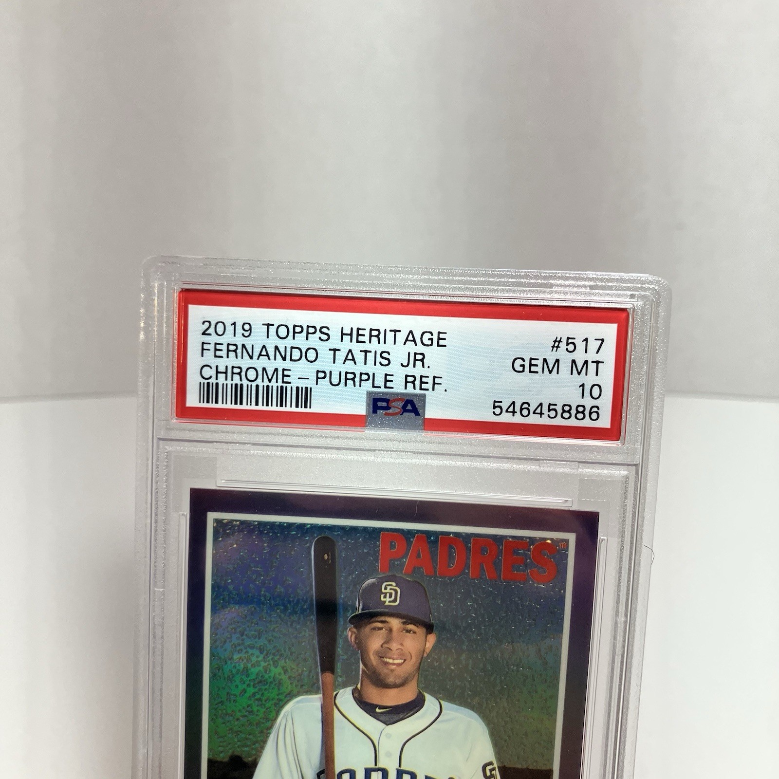 2019 Topps Heritage Fernando Tatis Jr. RC Purple Chrome Refractor #517 PSA 10 view 5