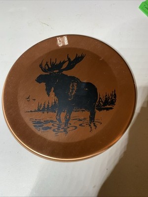Vtg. Copper Wall Hanging/ Plate Of Moose Nickel Belt Industries (S)