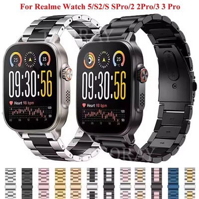 Für Realme Watch 5 S2 3 3 Pro S Pro 2 2 Pro Armband 22mm Edelstahl Metall Ersatz