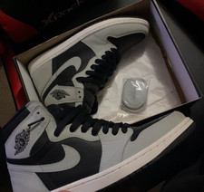 Jordan Air Jordan 1 High Top Gray/Black Lace-...