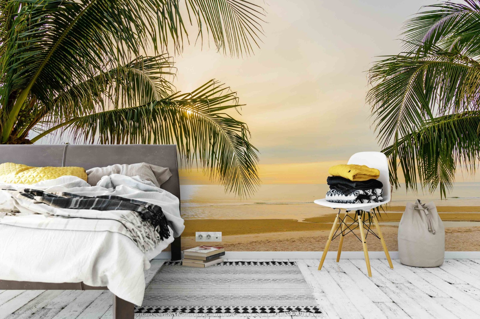 3D Palm Tree Sea Sunset Landscape Wall Murals Wallpaper Murals Wall Sticker