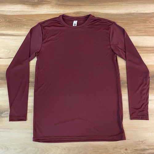 BAW Shirt Mens Small Xtreme-Tek Long Sleeve Maroon Athletic T-Shirt Performance - Picture 2 of 9