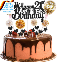 Tortendeko 21. Geburtstag - Happy 21Th Birthday Deko FüR Mann Und Frau - Kuchend