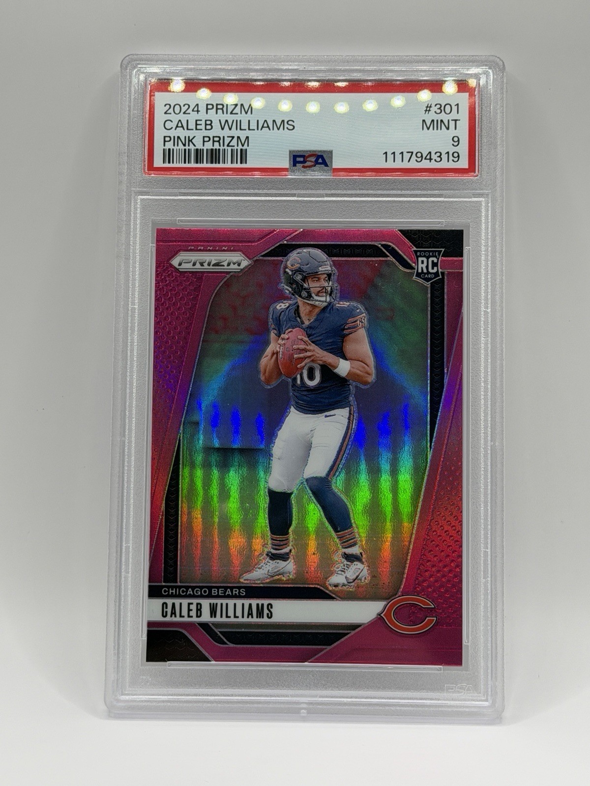 2024 Panini Prizm Caleb Williams #301 Pink Refractor PSA 9!
