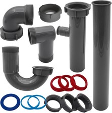 1-1/2" Sink Drain Trap Plumbing Kit for Kitchen, J-Bend for P-Trap Replacement,
