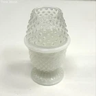 Avon Fairy Lamp Milk Glass Hobnail Base Clear Hobnail Dome Vintage 2 Piece