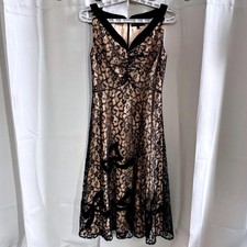 David Meister Babydoll Dress Lace Overlay Vel...