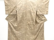 7642925: JAPANESE KIMONO / SILK / HAND WOVEN / FUSHI TSUMUGI / STREAM FLORAL P