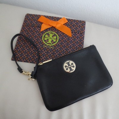 TORY BURCH TASCHE WRISTLET Leder Schwarz BLACK neu