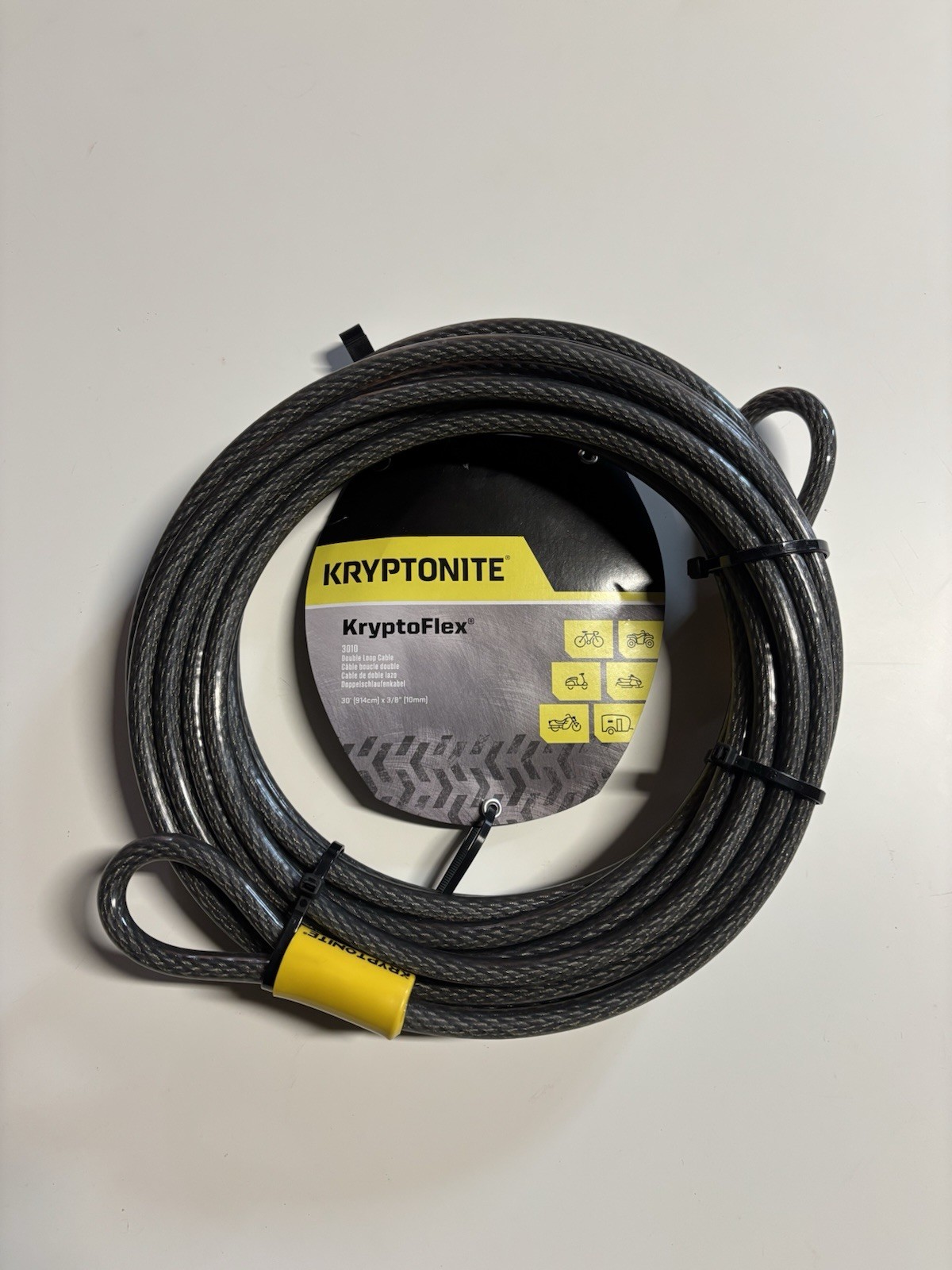 Kryptonite Evolution Series 4 Lock KryptoFlex 3010 30ft Double Loop Flex Cable