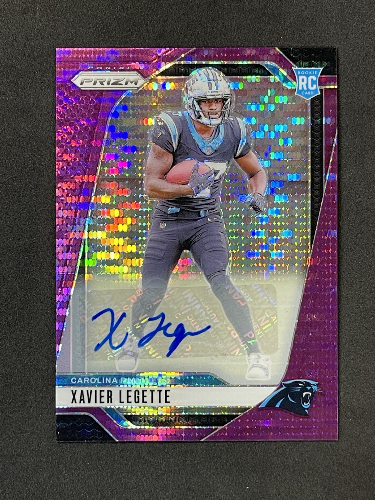 XAVIER LEGETTE 2024 Panini Prizm #398 AUTO Purple Pulsar Prizm Rookie Panthers