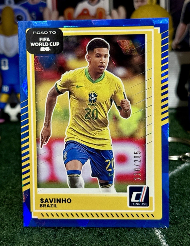 Panini Donruss Road to FIFA World Cup Savinho Brazil Blue Cubic #186 /205