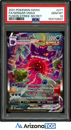 Pokemon 2021 Gengar VMAX 271/264 Alt Art Fusion Strike GEM MINT PSA 10