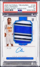 2020 Cole Anthony National Treasures Gold FOTL Rookie Patch Auto RPA /24 PSA 10