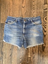 Vintage Lee Denim Cut Off Jean Shorts Frayed/Distressed Size 40 Made In USA