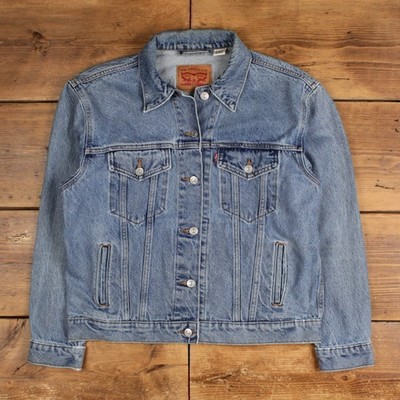 Levi's Denim Trucker Jacke L Herren 00s Blau Freizeit Bomber Stonewash