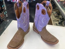 El Patron KIDS Waterproof Square Toe Pull On Western Buckaroo Boots Youth Size 5