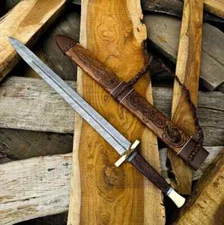 Hand Forged Damascus Steel Viking Sword Battle Ready Sword With Scabbard
