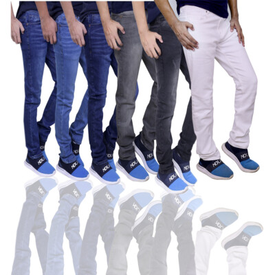 Geschenk für Herren Jeans Slim Fit Style Hose Skinny Jeanshose Stretch Blau DE