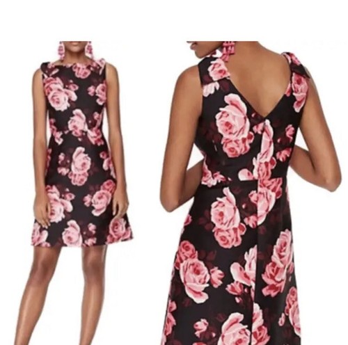 Abito Kate Spade A-Line floreale rosa senza maniche taglia 4, fiocchi rosa nero - Foto 3 di 13