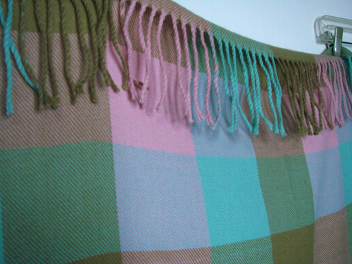 Faribo Woolen Mill Throw Blanket Pastel Fringe Edge Checkered Gingham Bed 68x50" - Picture 5 of 6