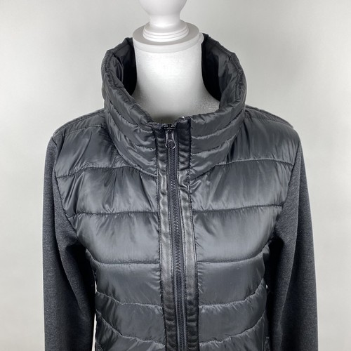 MPG Womens S Black Grey Thin Puffer Lightweight Jacket Sport Athletic Athleisure - Picture 2 of 12