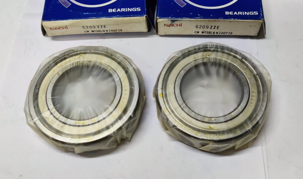 6209 ZZE Deep Groove Ball Bearing 45x85x19mm NACHI JAPAN Lot Of 2