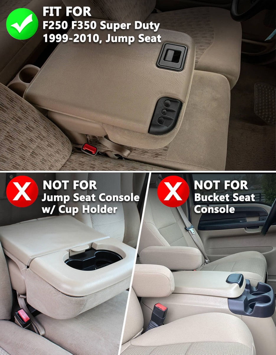 Center Console Armrest Cover For 1999-2010 Ford F250 F350 F450 Jump Seat - Black Anti-Scratch Middle Console Cover