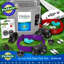 PetSafe PIF-300 Wireless Pet Dog Fence System 2-Dogs PIF-275 Purple 4 Batteries