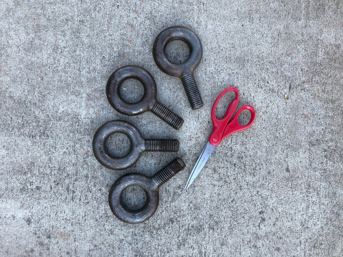 Lot of 4 USA Made eye bolts size 1" dia 2" long threaded shank - Imagen 2 de 4